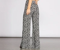 High Waist Ditsy Floral Printed Pants