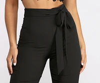 Tie Waist Wide Leg Pants