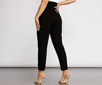 High Rise Tie Front Cropped Pants