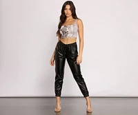 Casually Chic Faux Leather Joggers