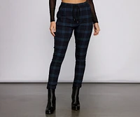 Casual-Chic Plaid Jacquard Joggers