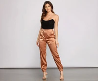 Level Up Sophisticated Satin Joggers