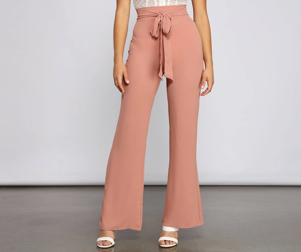 Trendy Tie-Waist Flared Pants