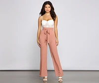 Trendy Tie-Waist Flared Pants