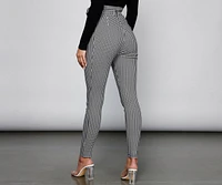 Houndstooth Paper Bag Skinny Pants