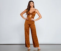 Plaid Perfection Twist Front Jumpsuit