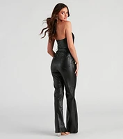 Chic The City Faux Leather Jumpsuit