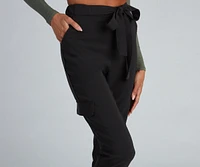 Chic Tie-Waist Twill Pants