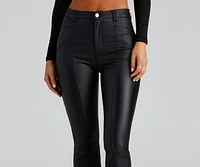 Coated Chic Seam Flare Pants