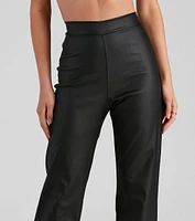 Stylish Ambition Coated Wide-Leg Pants