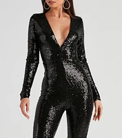 Perfect Shimmer Sequin V-Neck Jumpsuit