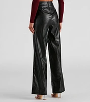 Chic Mate PU Croc Wide Leg Pants