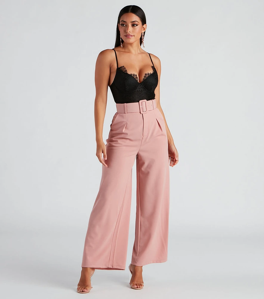 Flip Reverse Belted Trouser Pants