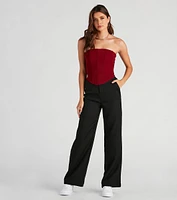 Elevated And Trendy Wide-Leg Trouser Pants