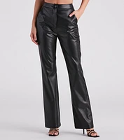 Major Slay Faux Leather Wide-Leg Pants