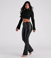 Stylishly Edgy Faux Leather Flare Pants