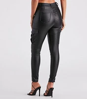 Casually Elevated Faux Leather Cargo Pants