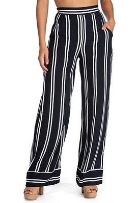 Stylish Stripes High Waist Pants