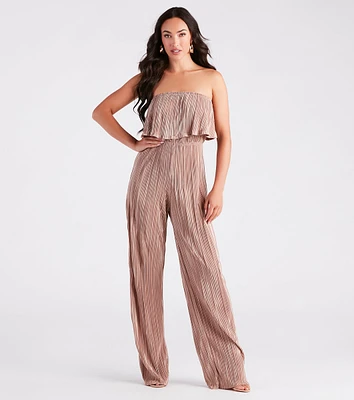 Happy Hour Chic Strapless Plisse Jumpsuit