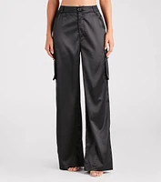 Dress Me Up Satin Straight-Leg Cargo Pants