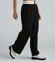 Cool-Girl Confidence Contrast Waist Trouser Pants