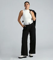 Cool-Girl Confidence Contrast Waist Trouser Pants