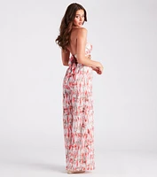 Feelin' Artsy Abstract Print Cutout Jumpsuit