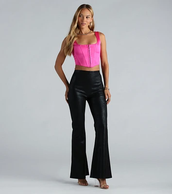 Enticing Edge Snake Print Flare Pants