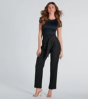 Chic 'Fit Pinstripe Paperbag Dress Pants