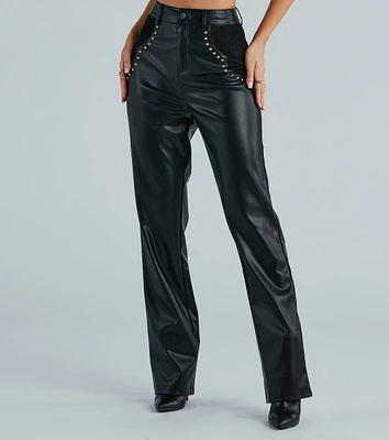 Western Flair Studded Faux Leather Pants