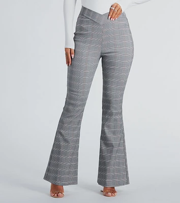 Plaid Mood V-Waist Flare Pants