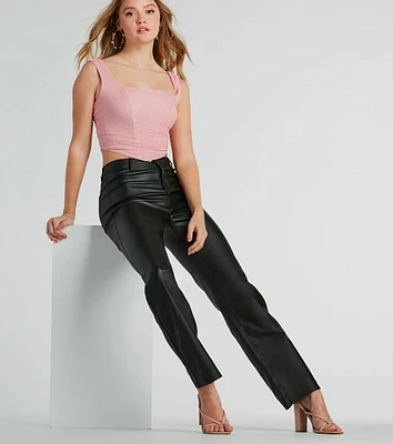 Walking The Walk Faux Leather Straight Leg Pants