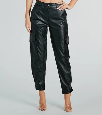 Hide And Sleek Faux Leather Cargo Joggers