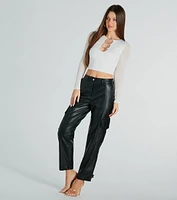 Hide And Sleek Faux Leather Cargo Joggers