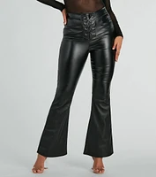 Love The Look Lace-Up Faux Leather Flare Pants