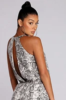 Sassy Satin Snake Print Romper