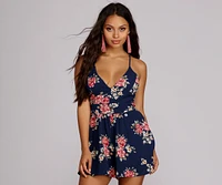 Awesome Blossom Lace Back Romper