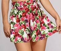 Floral Bloom Tie Waist Shorts