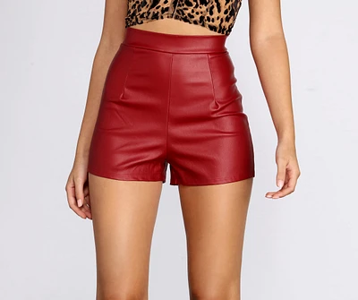 High Waist Faux Leather Dress Shorts