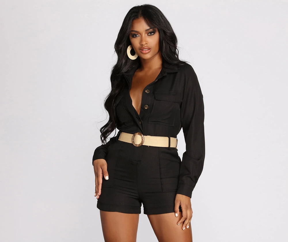 Ready To Go Utility Belted Romper