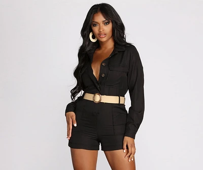Ready To Go Utility Belted Romper