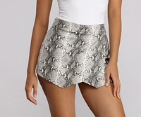 Faux Leather Snake Print Skort