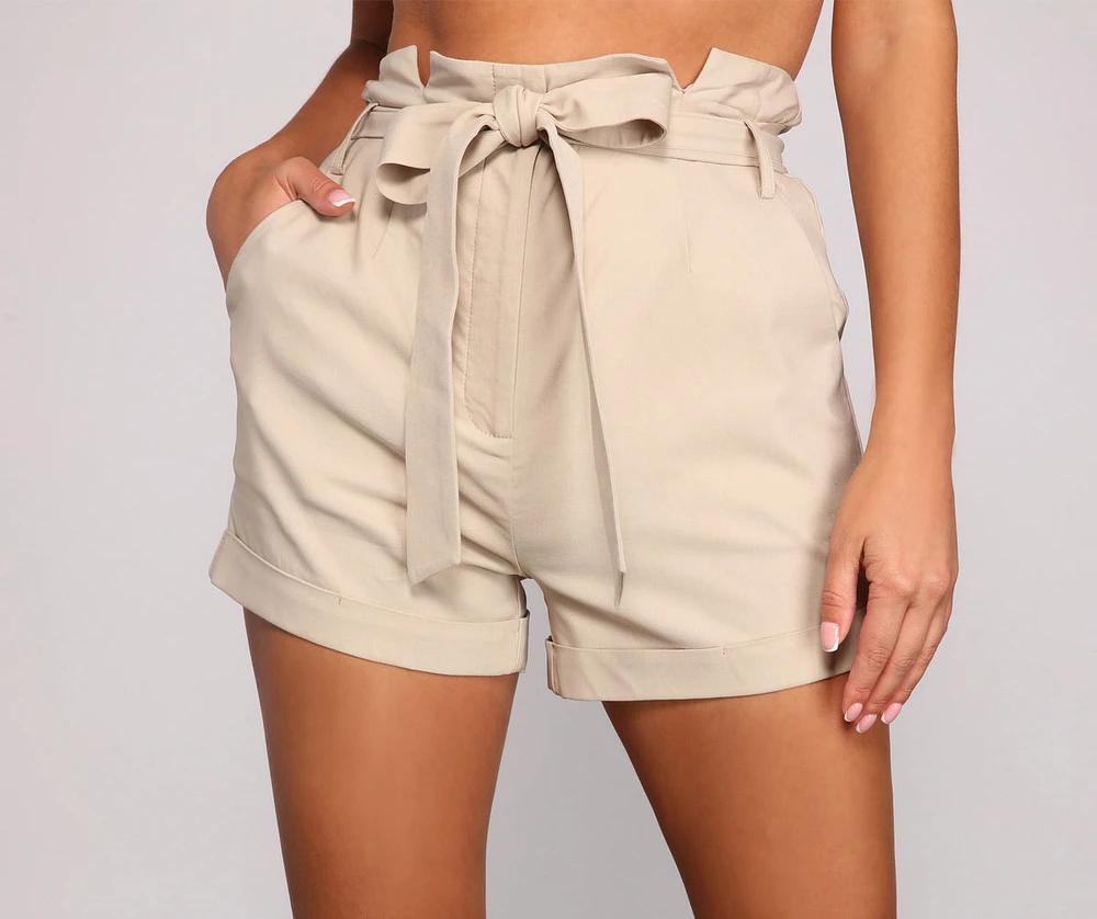 Elevated Basics High Waist Paperbag Shorts