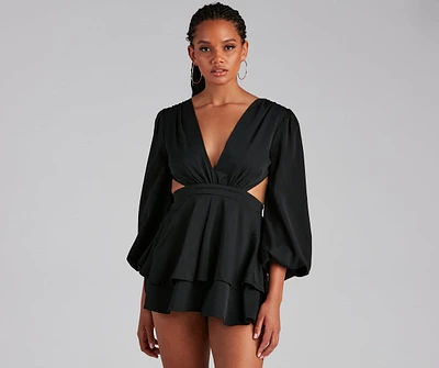 Out Of Town Lace-Up Chiffon Romper