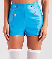 Ahoy Sailor Cutie Faux Leather Shorts