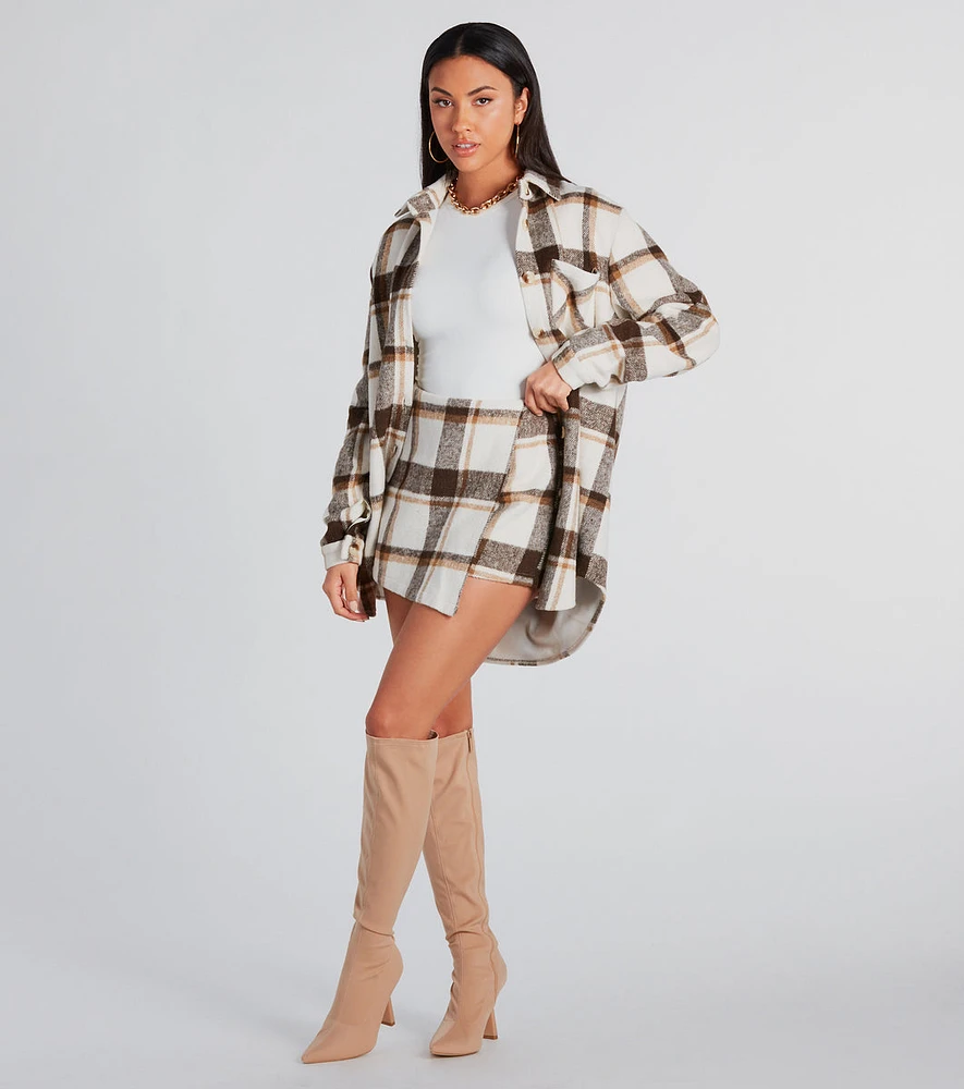 Cute Vibes Only Plaid Envelope Skort