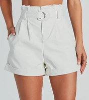 Keep It Short Faux Leather Paperbag Shorts