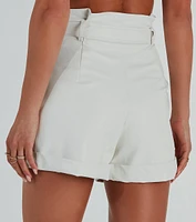 Keep It Short Faux Leather Paperbag Shorts