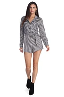 Stylishly Striped Shirt Romper