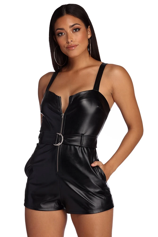 Bold And Belted Zip Front Romper